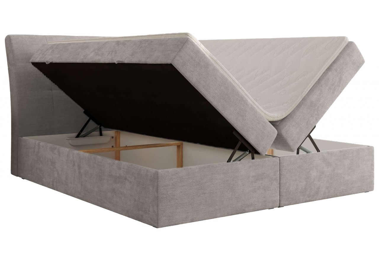 Łóżko kontynentalne - DAGOS 140x200 - H3 - jasnoszary, szenil gładki - Topper Visco