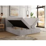 Łóżko kontynentalne - DAGOS 160x200 - H3 - jasnoszary, szenil gładki - Topper Visco