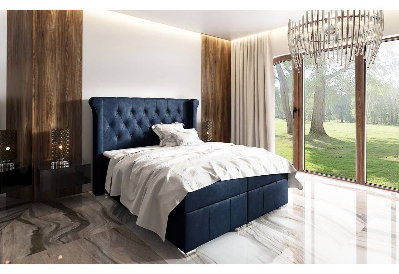 Funkcjonalne i eleganckie łóżko kontynentalne z możliwością wyboru tkaniny - MOSIMA / Monolith 25099
