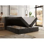 Łóżko kontynentalne - DAGOS 120x200 - H3 - ciemnoszary, szenil gładki - Topper Visco