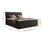 Łóżko kontynentalne - DAGOS 140x200 - H3 - ciemnoszary, szenil gładki - Topper Visco