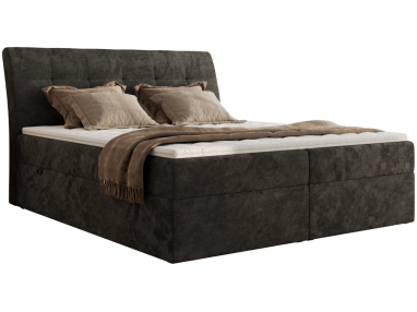 Łóżko kontynentalne - DAGOS 120x200 - H4 - ciemnoszary, szenil gładki - Topper Visco