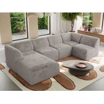 Narożnik MODARO U 5M - strona lewa - jasnoszary, plusz