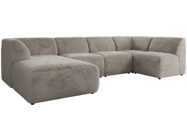 Narożnik MODARO U 5M - strona lewa - jasnoszary, plusz