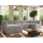 Narożnik MODARO U 5M - strona lewa - jasnoszary, plusz