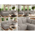 Narożnik MODARO U 5M - strona lewa - jasnoszary, plusz