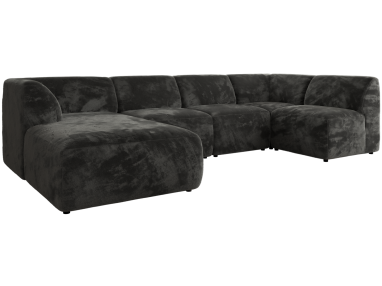 Narożnik MODARO U 5M - strona lewa - ciemnoszary, plusz