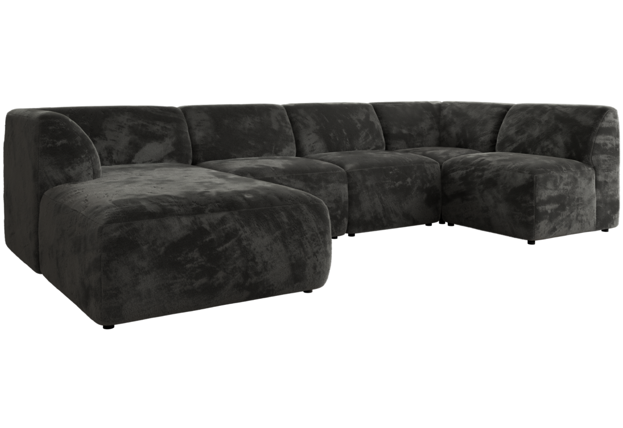 Narożnik MODARO U 5M - strona lewa - ciemnoszary, plusz