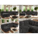 Narożnik MODARO U 5M - strona lewa - ciemnoszary, plusz