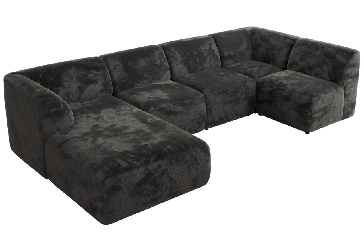 Narożnik MODARO U 5M - strona lewa - ciemnoszary, plusz