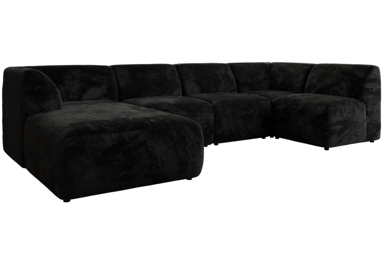 Narożnik MODARO U 5M - strona lewa - czarny, plusz