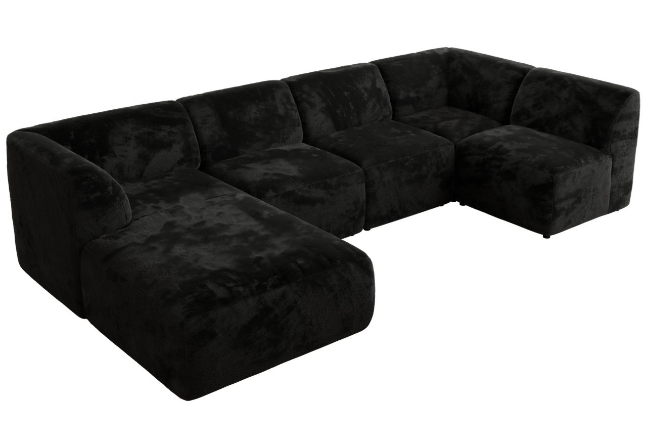 Narożnik MODARO U 5M - strona lewa - czarny, plusz