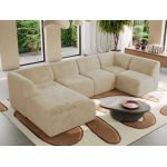 Narożnik MODARO U 5M - strona lewa - kremowy, plusz