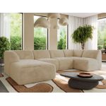 Narożnik MODARO U 5M - strona lewa - kremowy, plusz