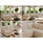 Narożnik MODARO U 5M - strona lewa - kremowy, plusz