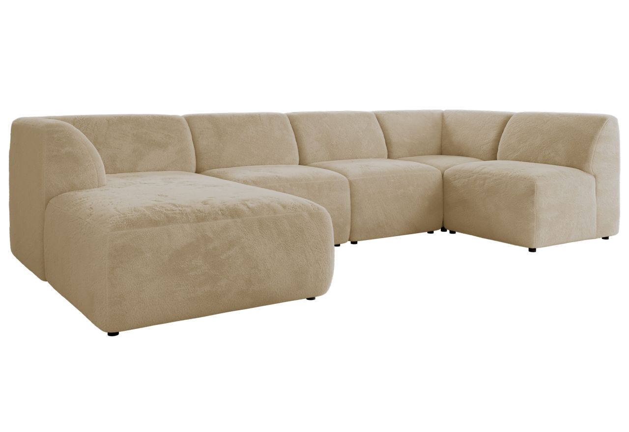 Narożnik MODARO U 5M - strona lewa - kremowy, plusz