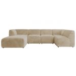 Narożnik MODARO U 5M - strona lewa - kremowy, plusz