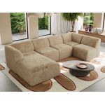 Narożnik MODARO U 5M - strona lewa - beżowy, plusz