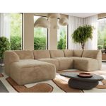 Narożnik MODARO U 5M - strona lewa - beżowy, plusz