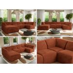 Narożnik MODARO U 5M - strona lewa - pomarańczowy, plusz