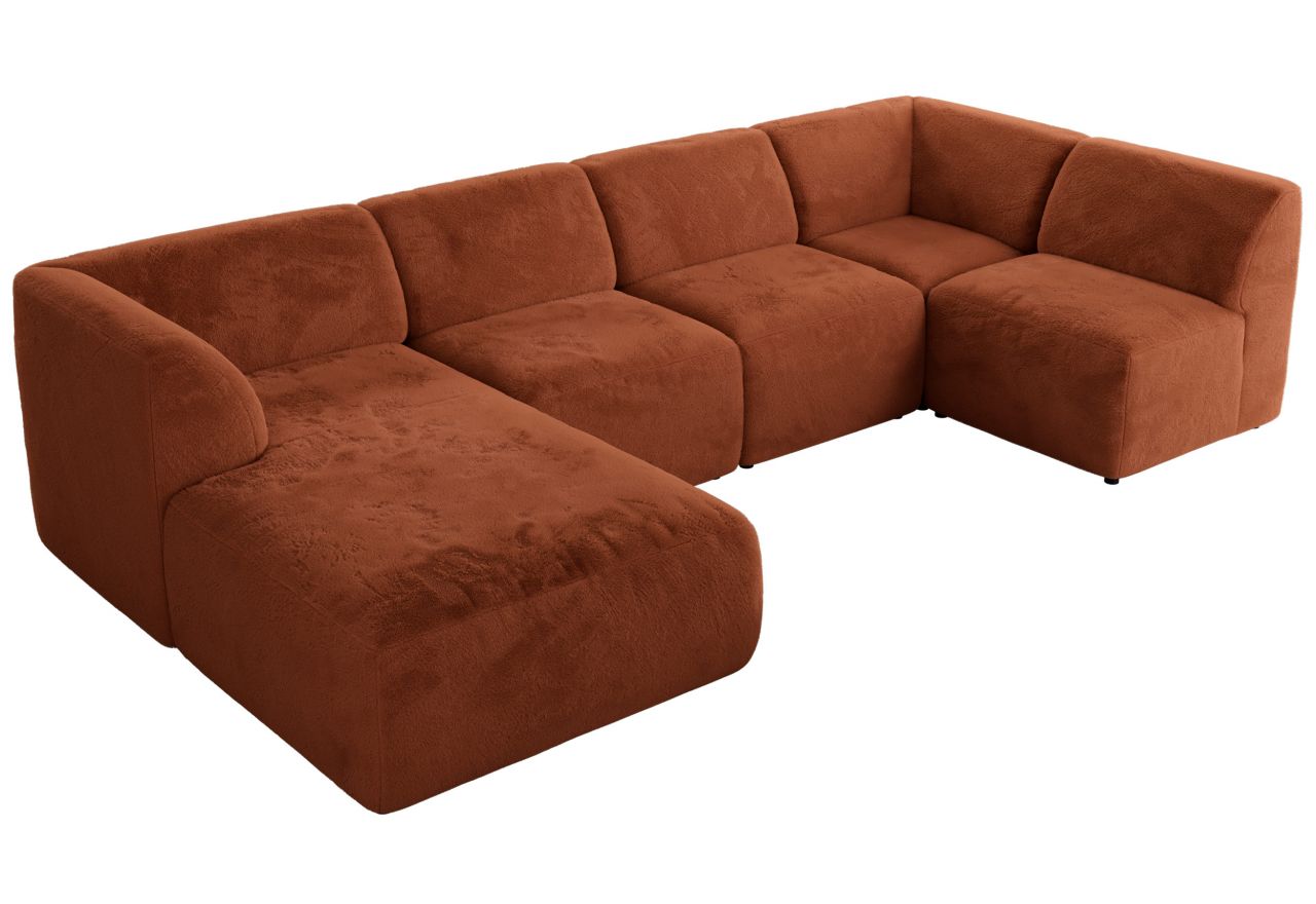 Narożnik MODARO U 5M - strona lewa - pomarańczowy, plusz