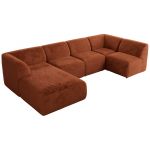 Narożnik MODARO U 5M - strona lewa - pomarańczowy, plusz