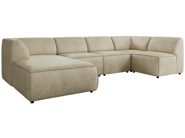 Narożnik MODARO U 5M - strona lewa - beżowy, welwet