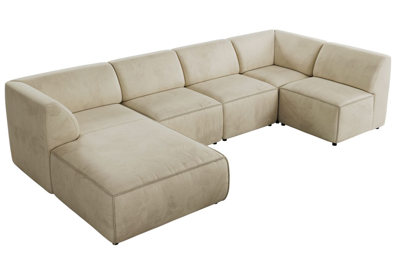 Narożnik MODARO U 5M - strona lewa - beżowy, welwet