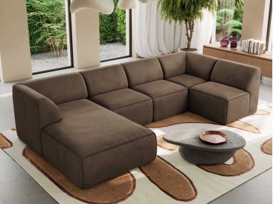 Narożnik MODARO U 5M - strona lewa - brązowy, welwet