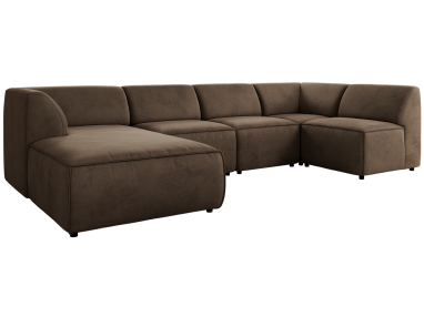 Narożnik MODARO U 5M - strona lewa - brązowy, welwet