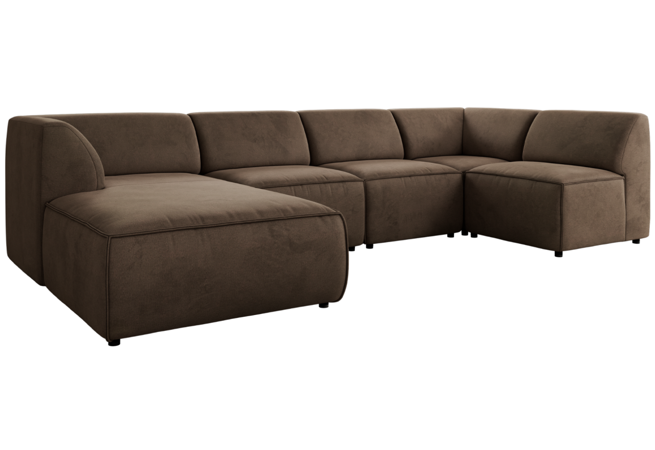 Narożnik MODARO U 5M - strona lewa - brązowy, welwet
