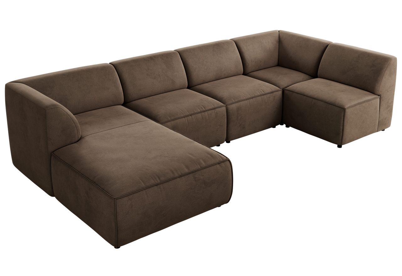 Narożnik MODARO U 5M - strona lewa - brązowy, welwet