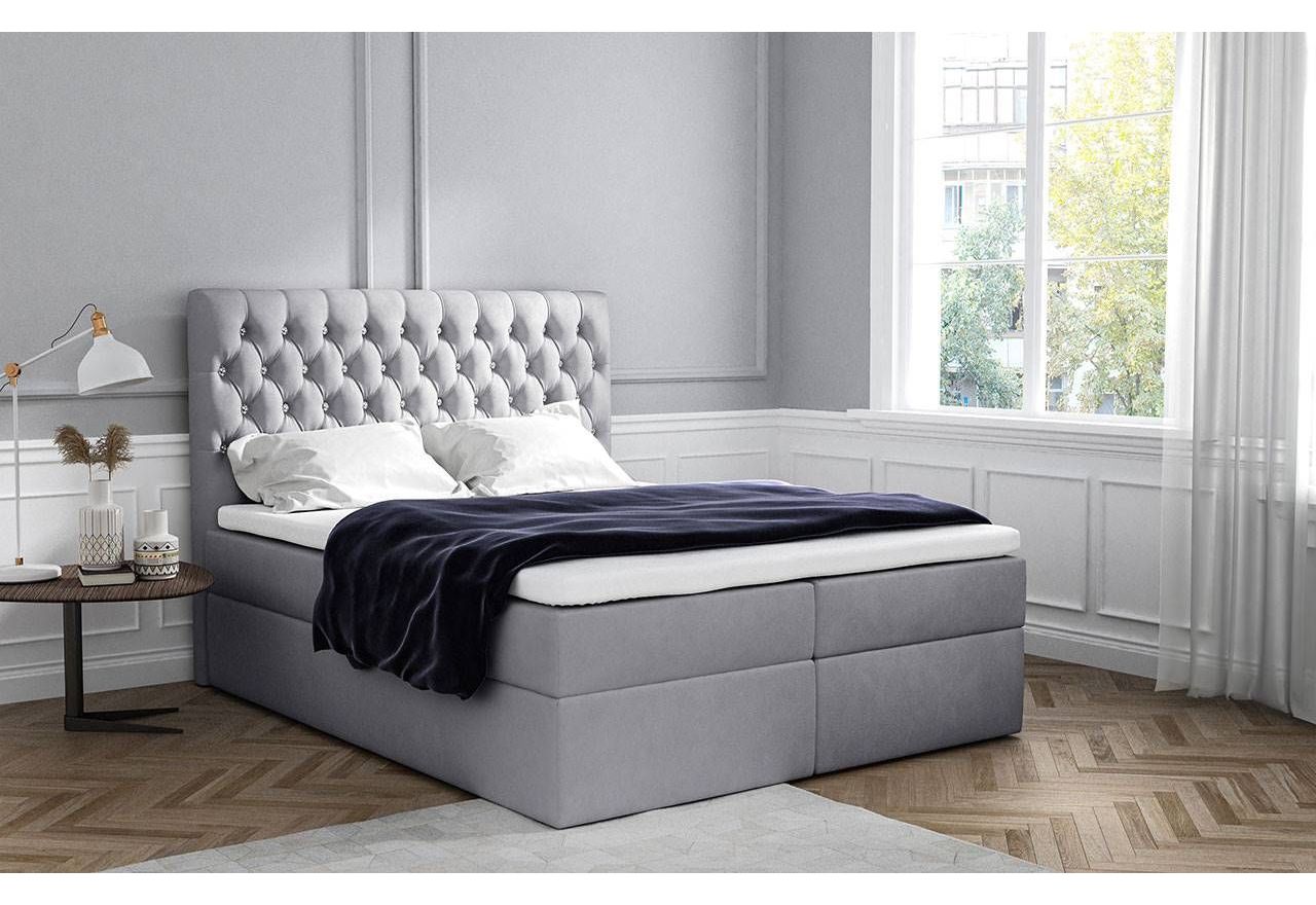 Eleganckie łóżko kontynentalne do sypialni z pikowanym zagłowiem - DEGAS / Jasmine 90