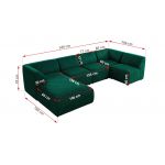 Narożnik MODARO U 5M - strona lewa - ciemnozielony, welwet