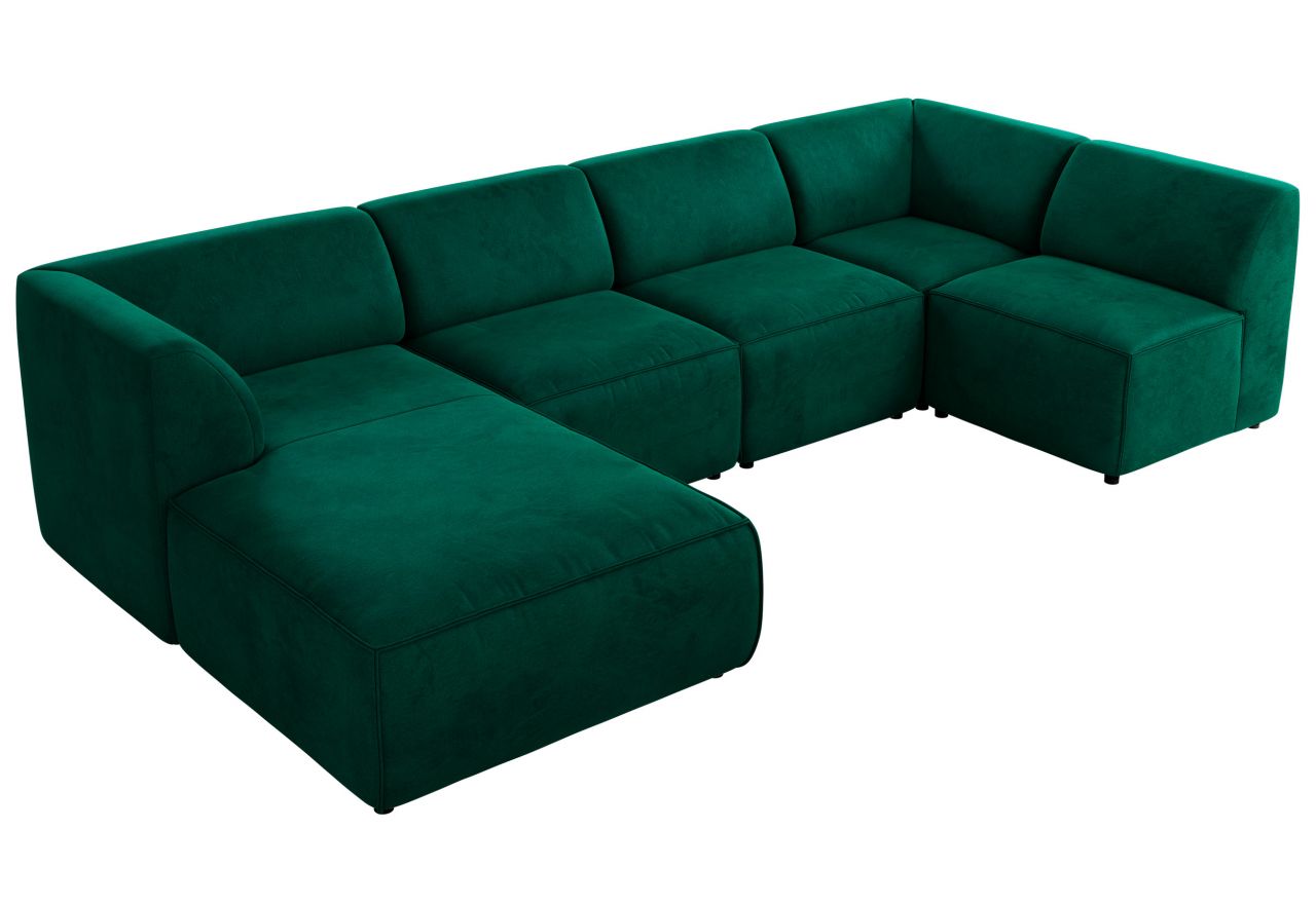 Narożnik MODARO U 5M - strona lewa - ciemnozielony, welwet