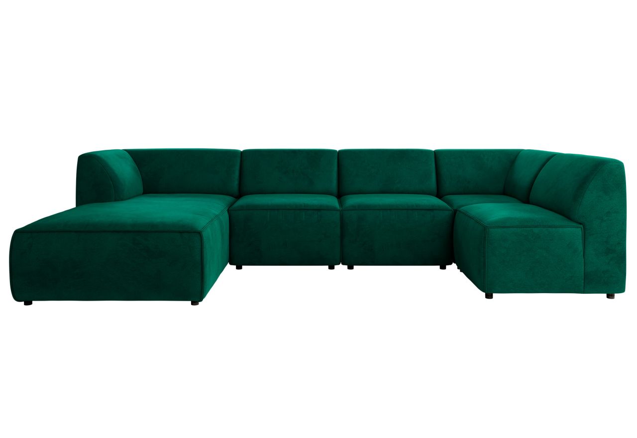 Narożnik MODARO U 5M - strona lewa - ciemnozielony, welwet