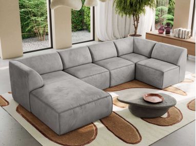 Narożnik MODARO U 5M - strona lewa - jasnoszary, welwet