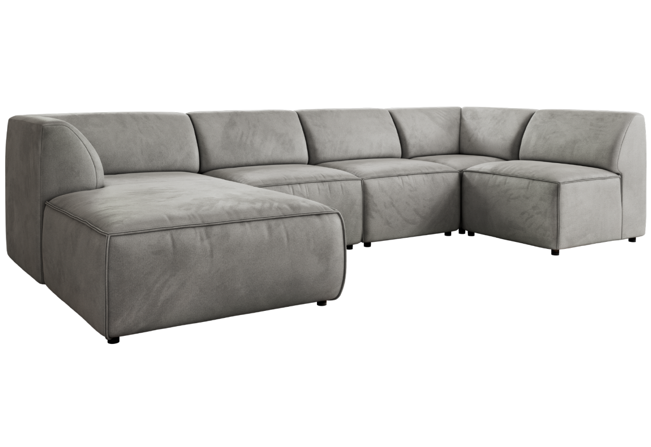 Narożnik MODARO U 5M - strona lewa - jasnoszary, welwet