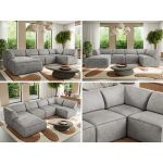 Narożnik MODARO U 5M - strona lewa - jasnoszary, welwet