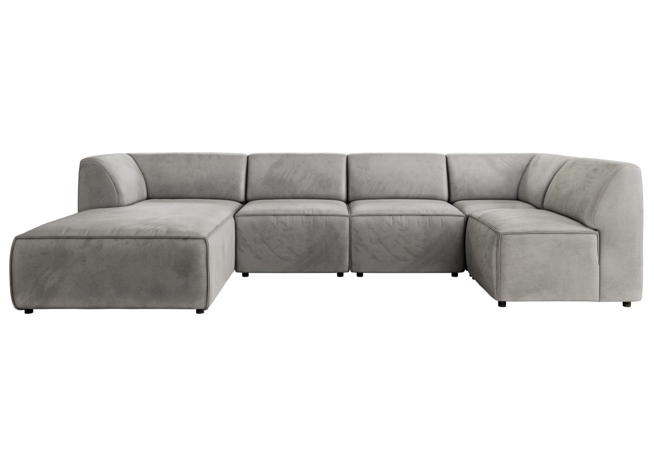 Narożnik MODARO U 5M - strona lewa - jasnoszary, welwet