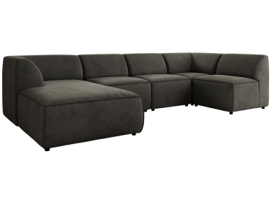 Narożnik MODARO U 5M - strona lewa - ciemnoszary, welwet