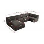 Narożnik MODARO U 5M - strona lewa - ciemnoszary, welwet