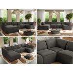 Narożnik MODARO U 5M - strona lewa - ciemnoszary, welwet