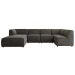 Narożnik MODARO U 5M - strona lewa - ciemnoszary, welwet