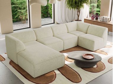 Narożnik MODARO U 5M - strona lewa - kremowy, struktura