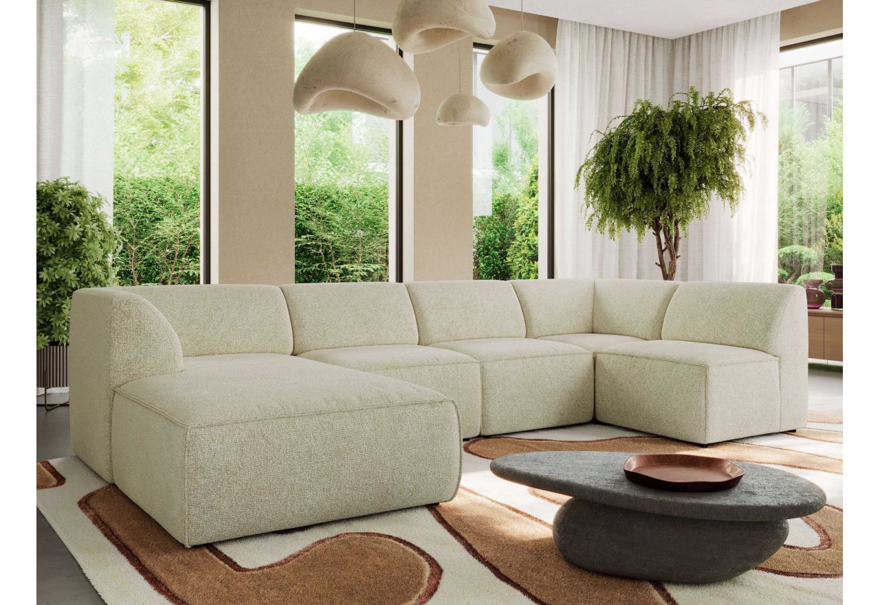 Narożnik MODARO U 5M - strona lewa - kremowy, struktura