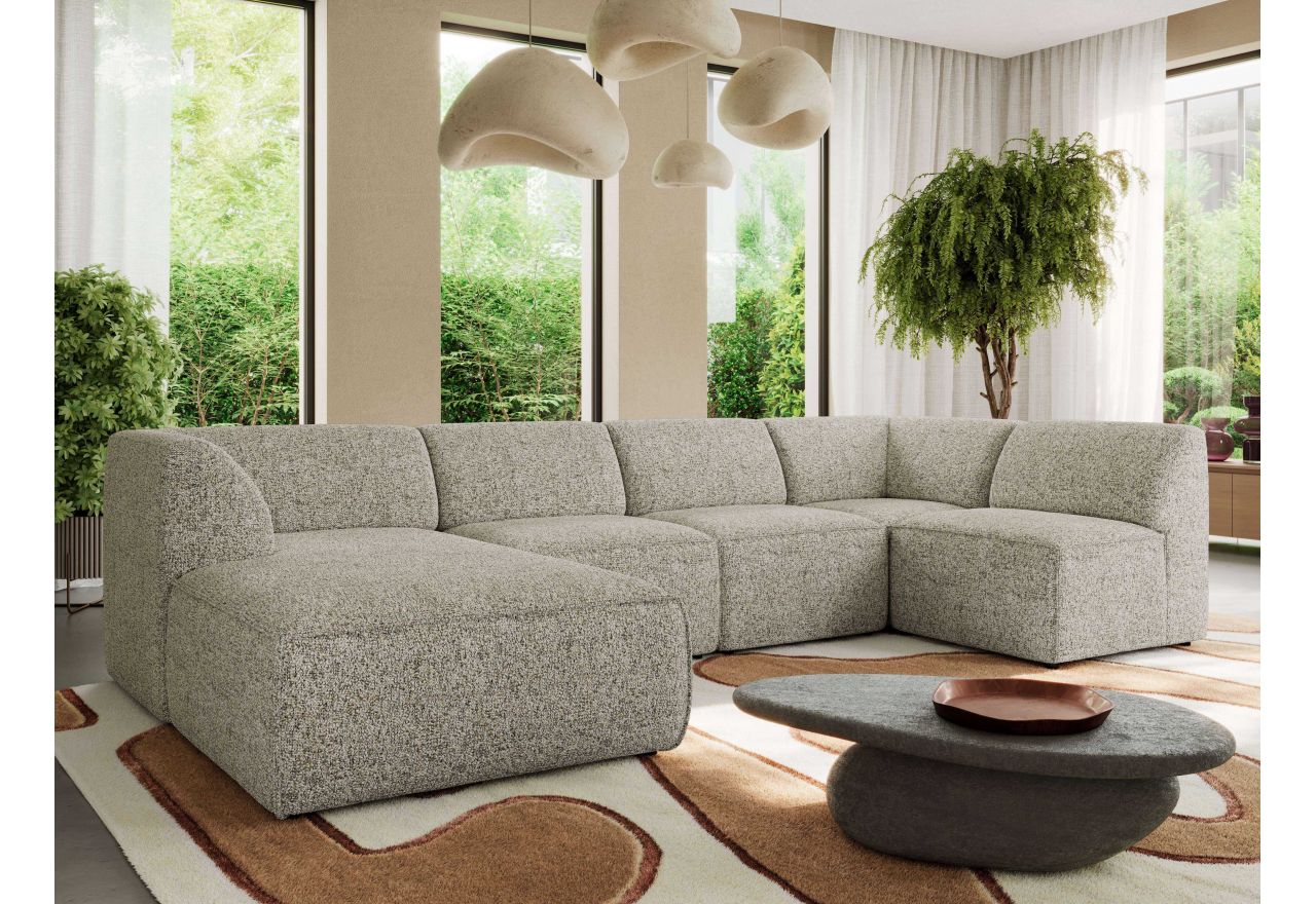 Narożnik MODARO U 5M - strona lewa - beżowy, struktura