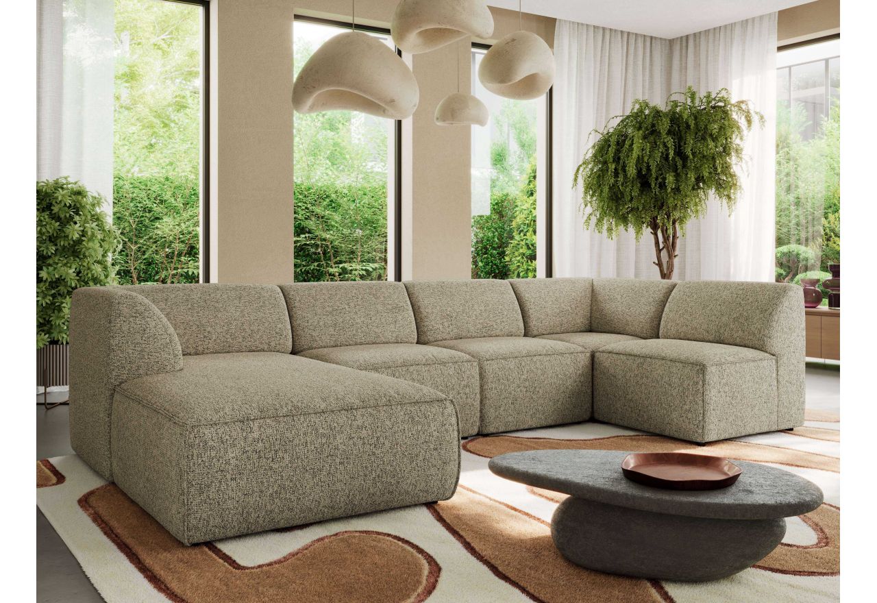 Narożnik MODARO U 5M - strona lewa - ciemnobeżowy, struktura