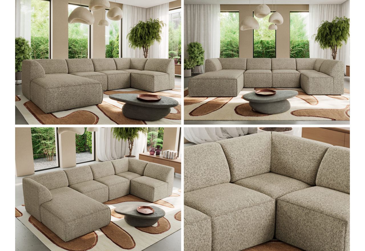 Narożnik MODARO U 5M - strona lewa - ciemnobeżowy, struktura