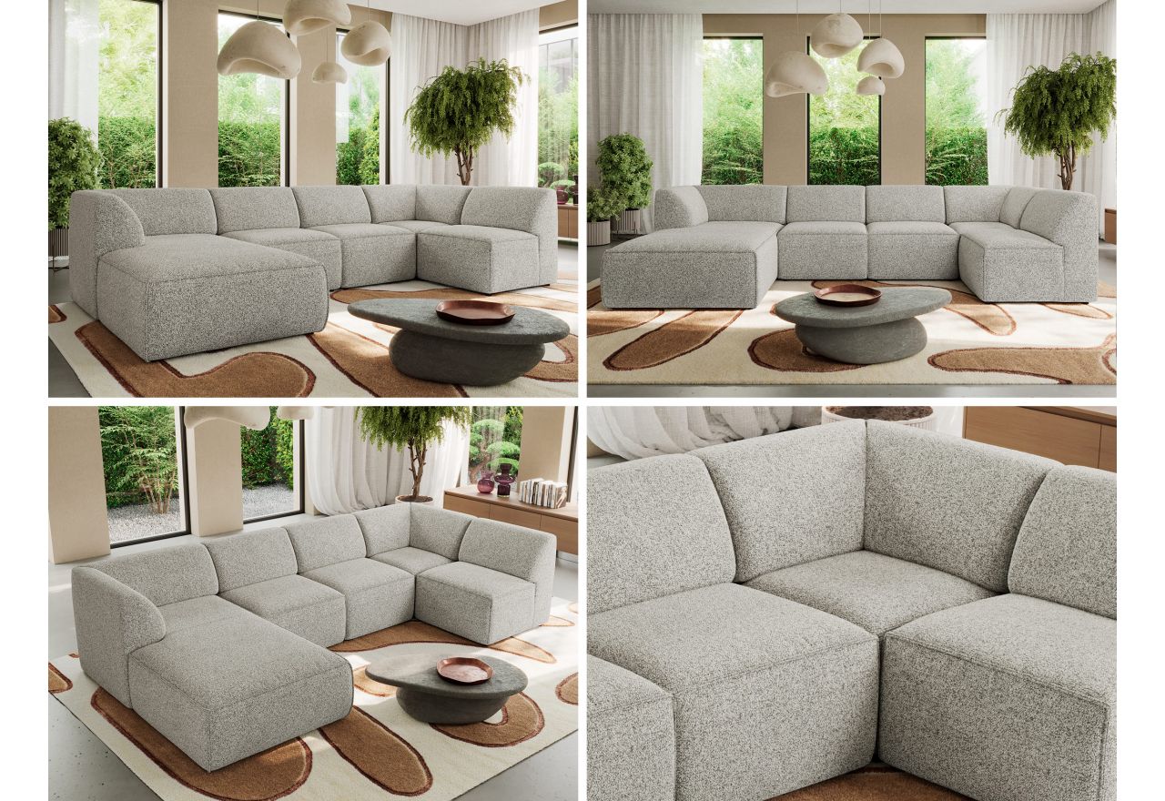 Narożnik MODARO U 5M - strona lewa - jasnoszary, struktura